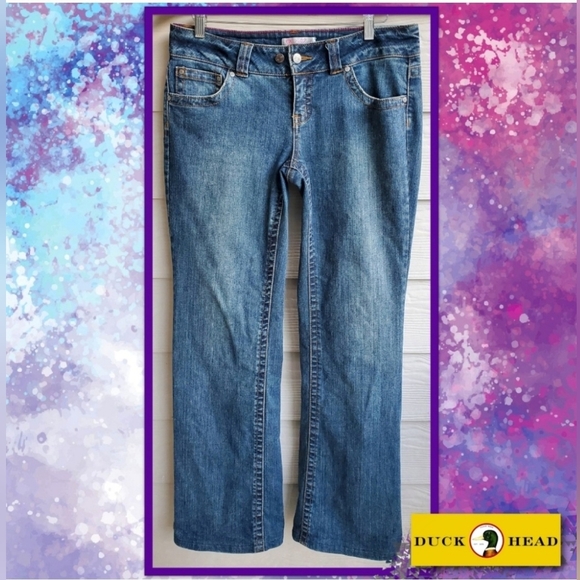 Duck Head Jeans Co. Medium Wash Low-rise Boot Cut Y2K Denim Jeans Long Inseam - Picture 1 of 14